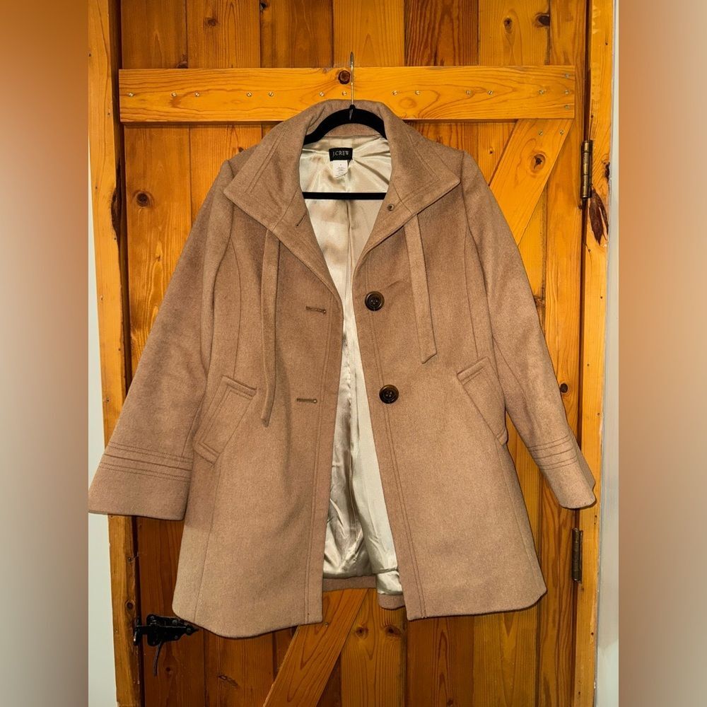 J. Crew Women's cashmere wool Camel Pea Coat like new